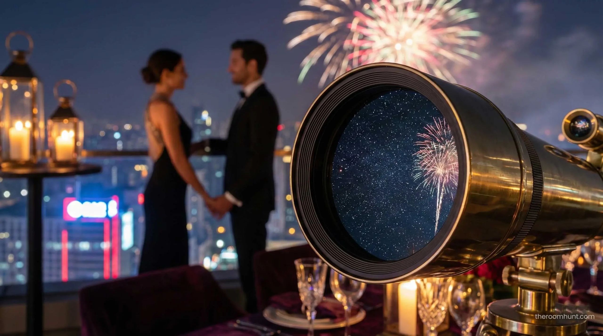 Professional astronomy telescope setup in Dubai desert for a private couple's tour.