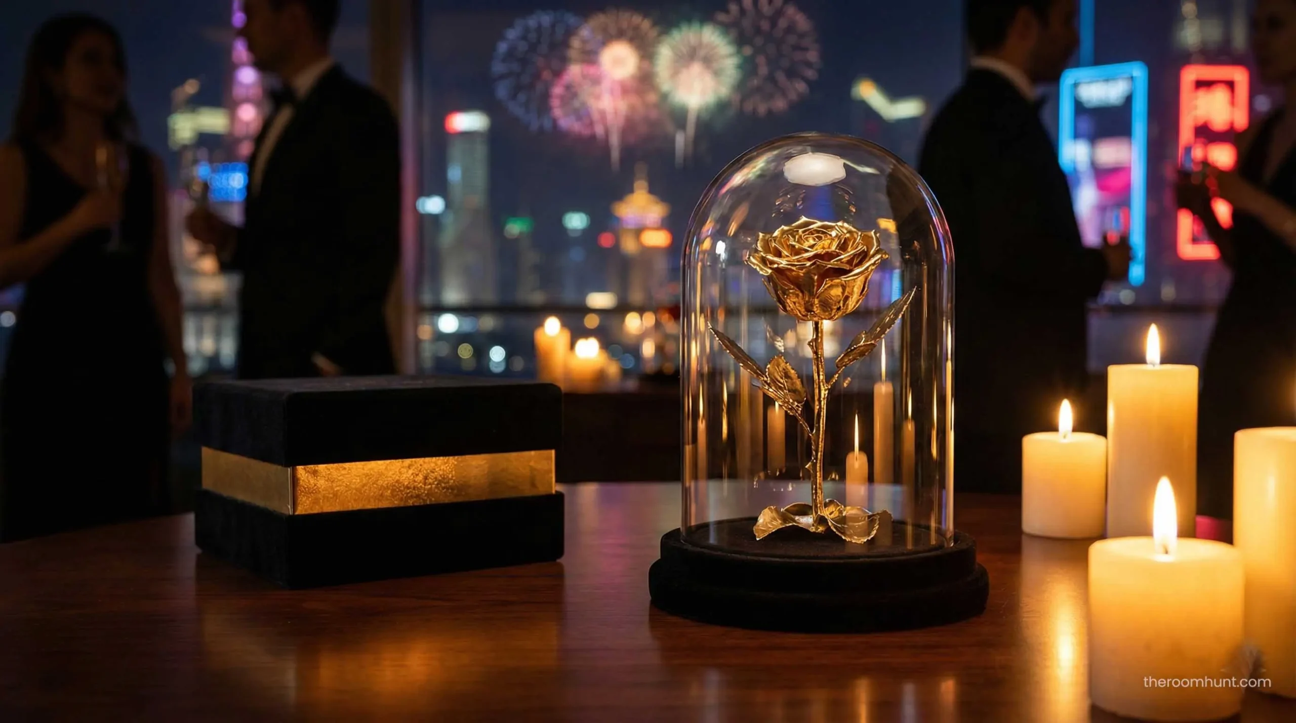 24k gold dipped Forever Rose in a glass dome, a popular luxury gift in Dubai.