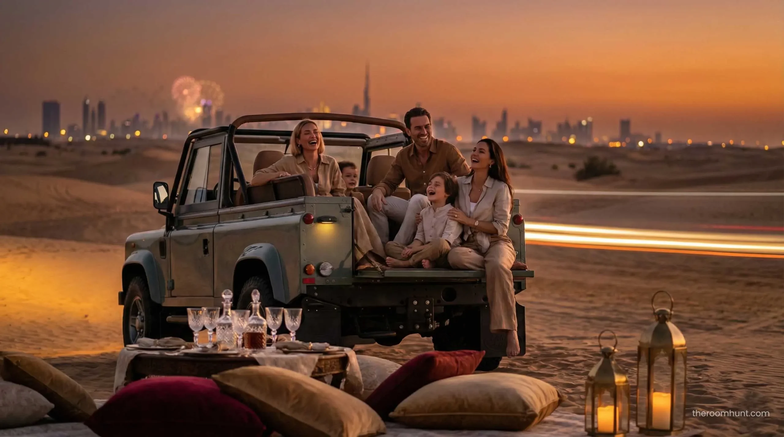 Family enjoying a private luxury desert safari tour in Dubai.