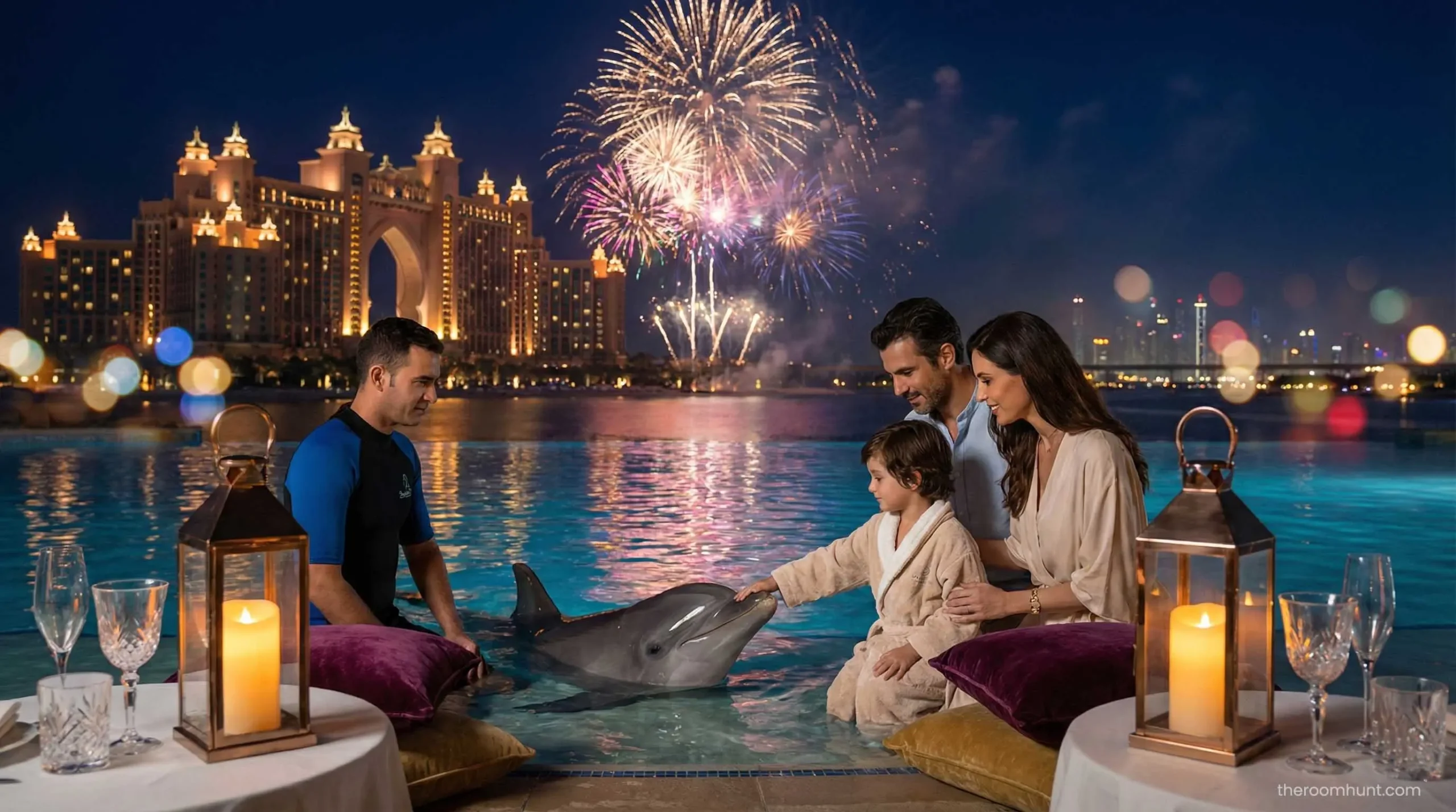 Child enjoying a safe dolphin interaction experience at Dolphin Bay Atlantis Dubai.