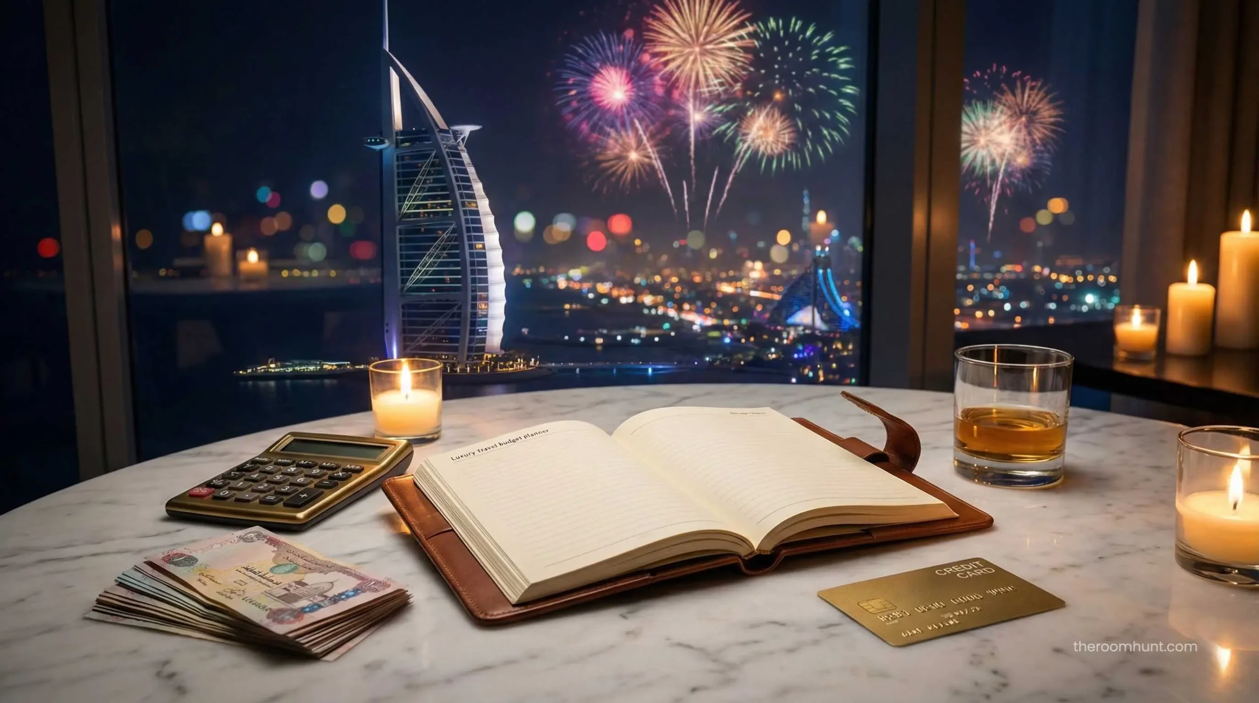 Luxury travel budget planner for Dubai 2026 with credit card and itinerary.